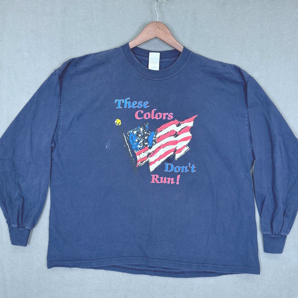 Gildan "These Colors Don't Run" Shirt Men 2XL American Flag Patriotic USA Eagle